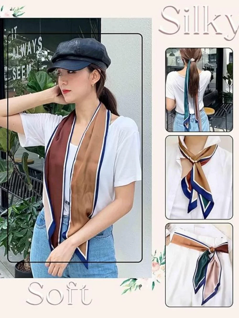 Women's Green Coffee Four Color  Elegant Oblique Angle Scarves Bag Scarfs